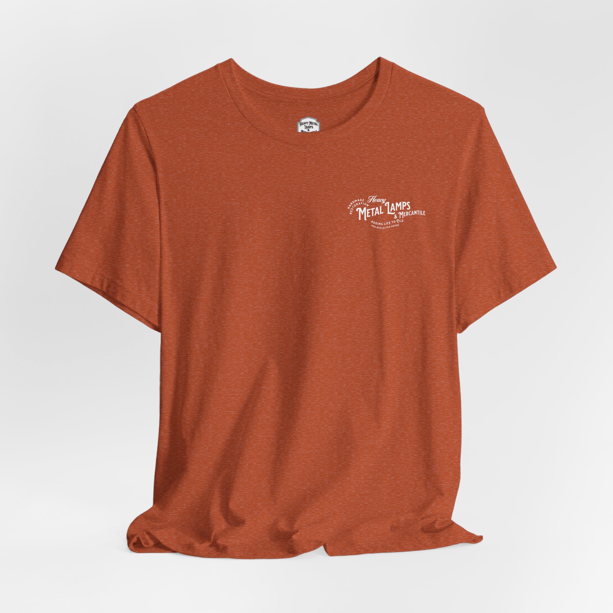 Heavy Metal Lamps & Mercantile Logo Tee — Vintage Shop Badge T-Shirt