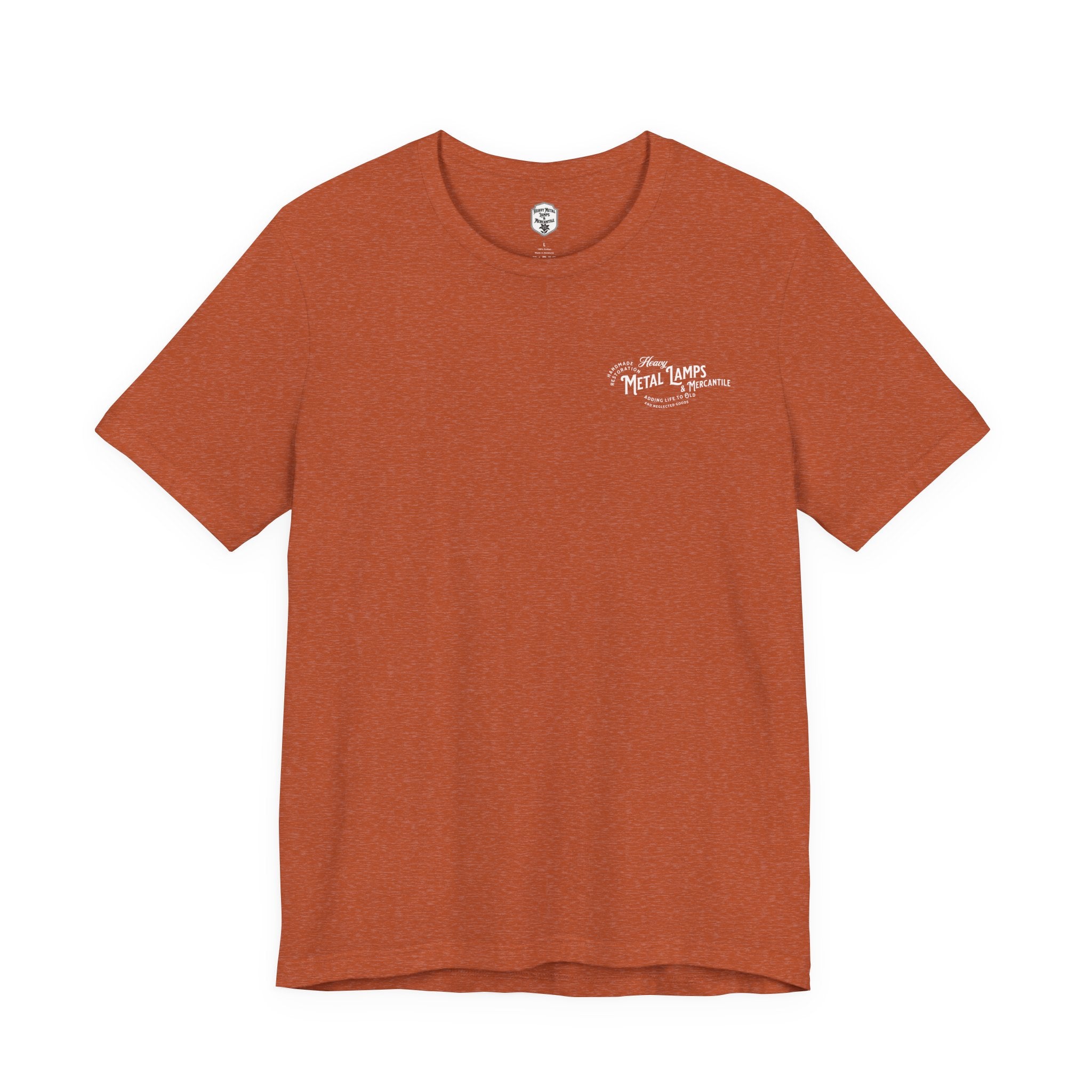 Heavy Metal Lamps & Mercantile Logo Tee — Vintage Shop Badge T-Shirt