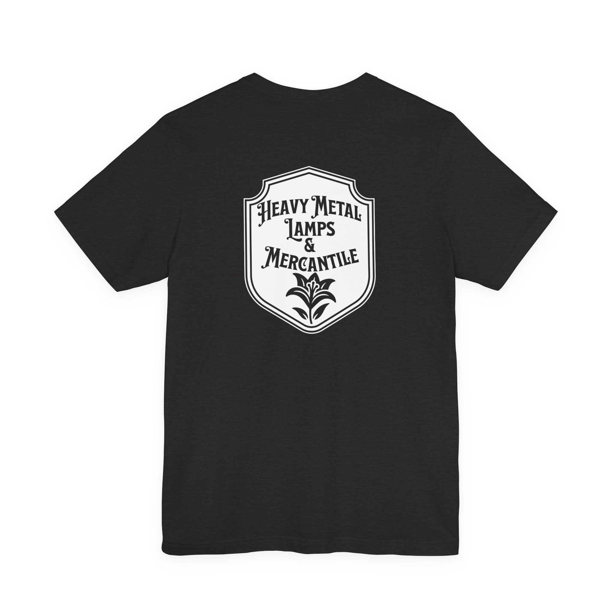 Heavy Metal Lamps & Mercantile Logo Tee — Vintage Shop Badge T-Shirt
