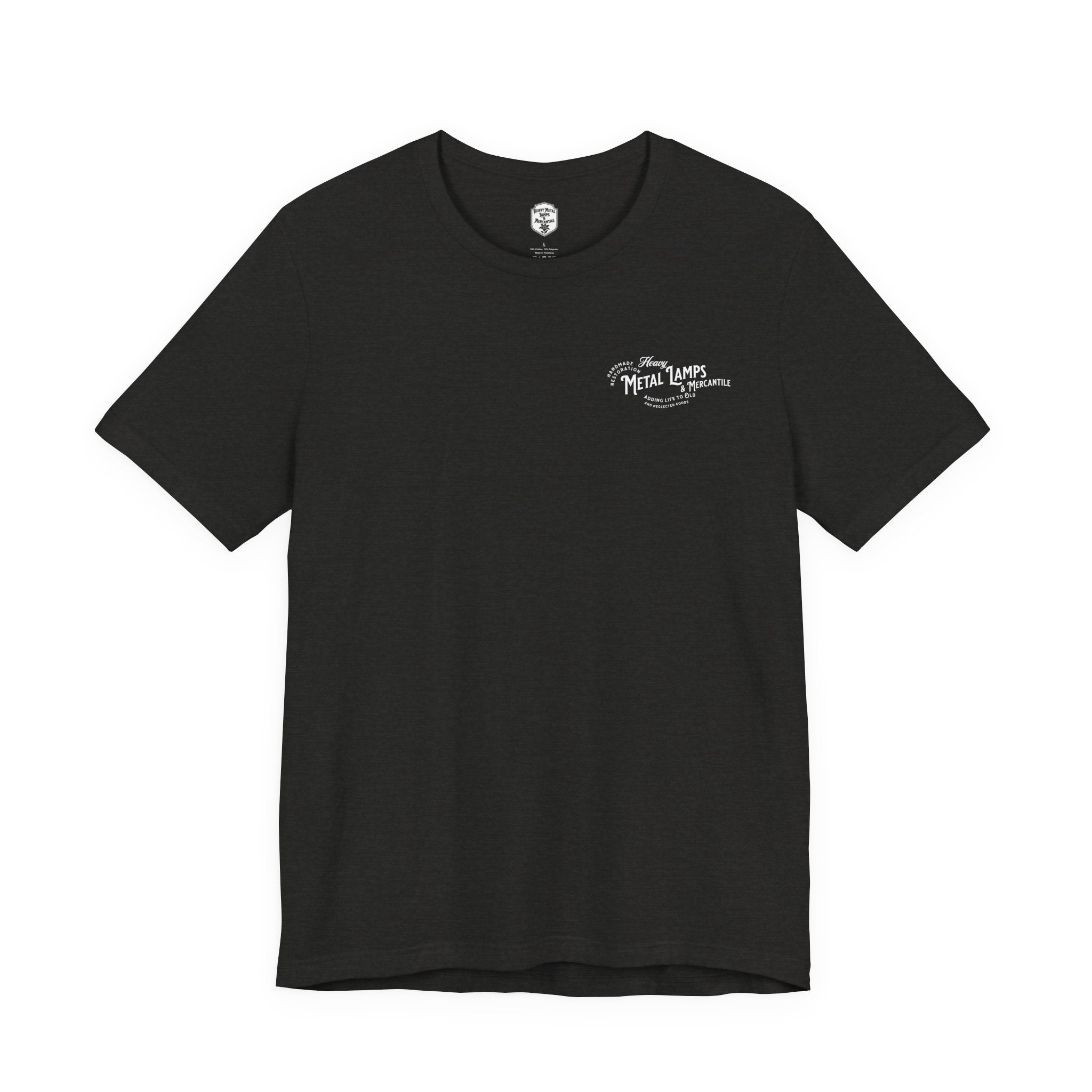 Heavy Metal Lamps & Mercantile Logo Tee — Vintage Shop Badge T-Shirt