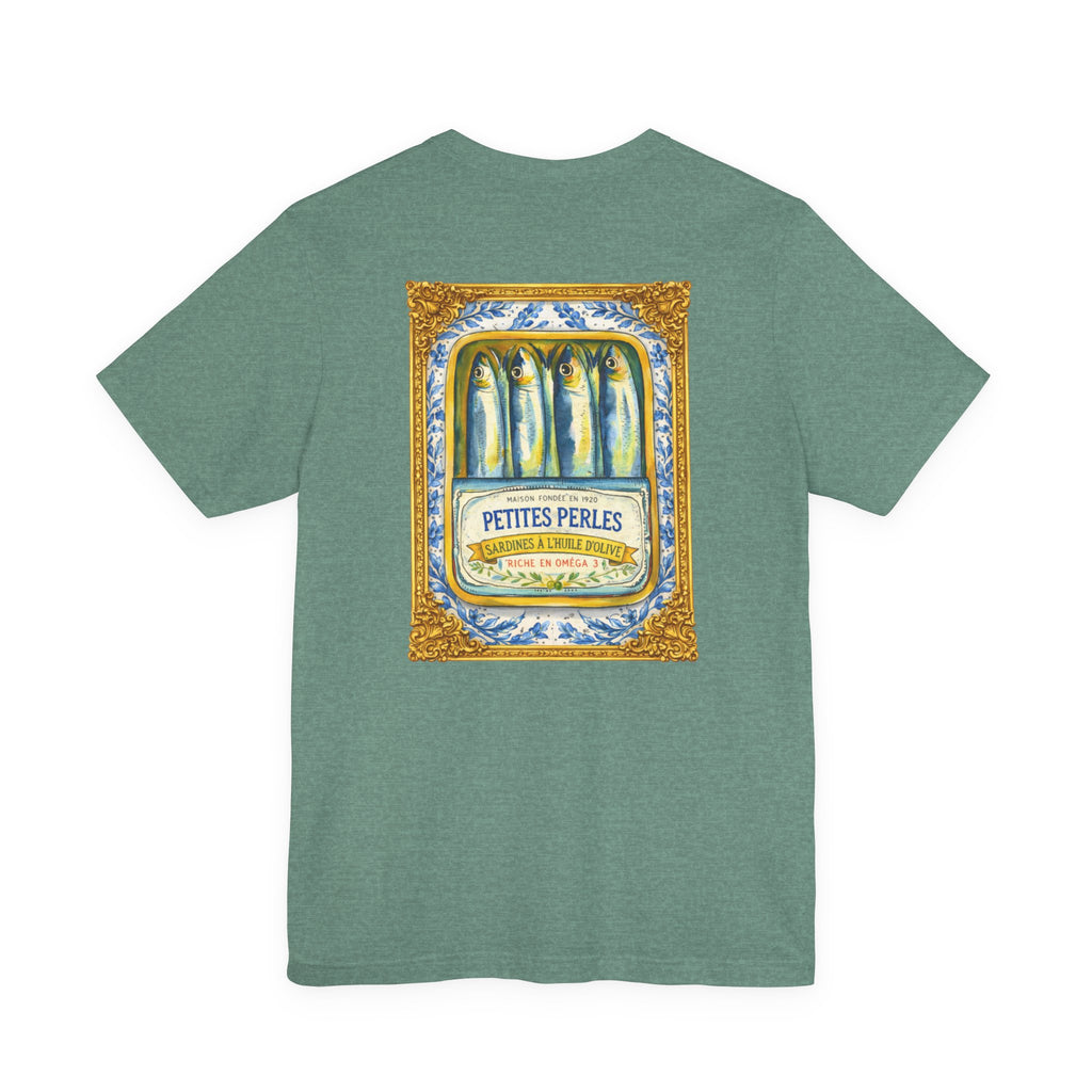 Petites Perles Sardines Illustration Tee | Vintage Fish Can Art