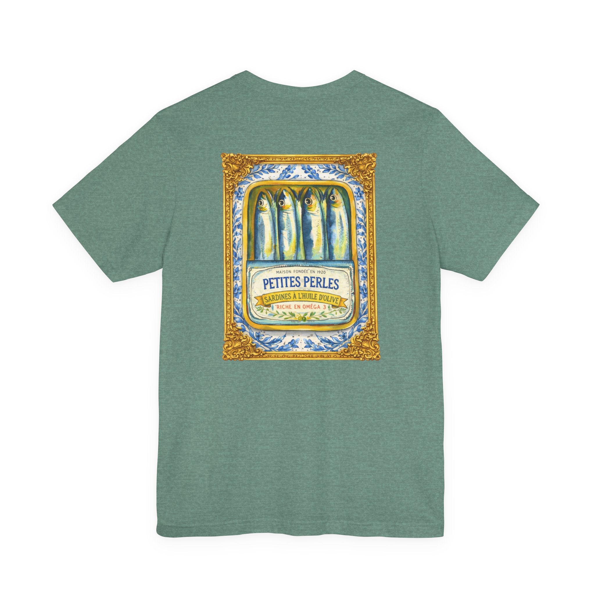 Petites Perles Sardines Illustration Tee | Vintage Fish Can Art
