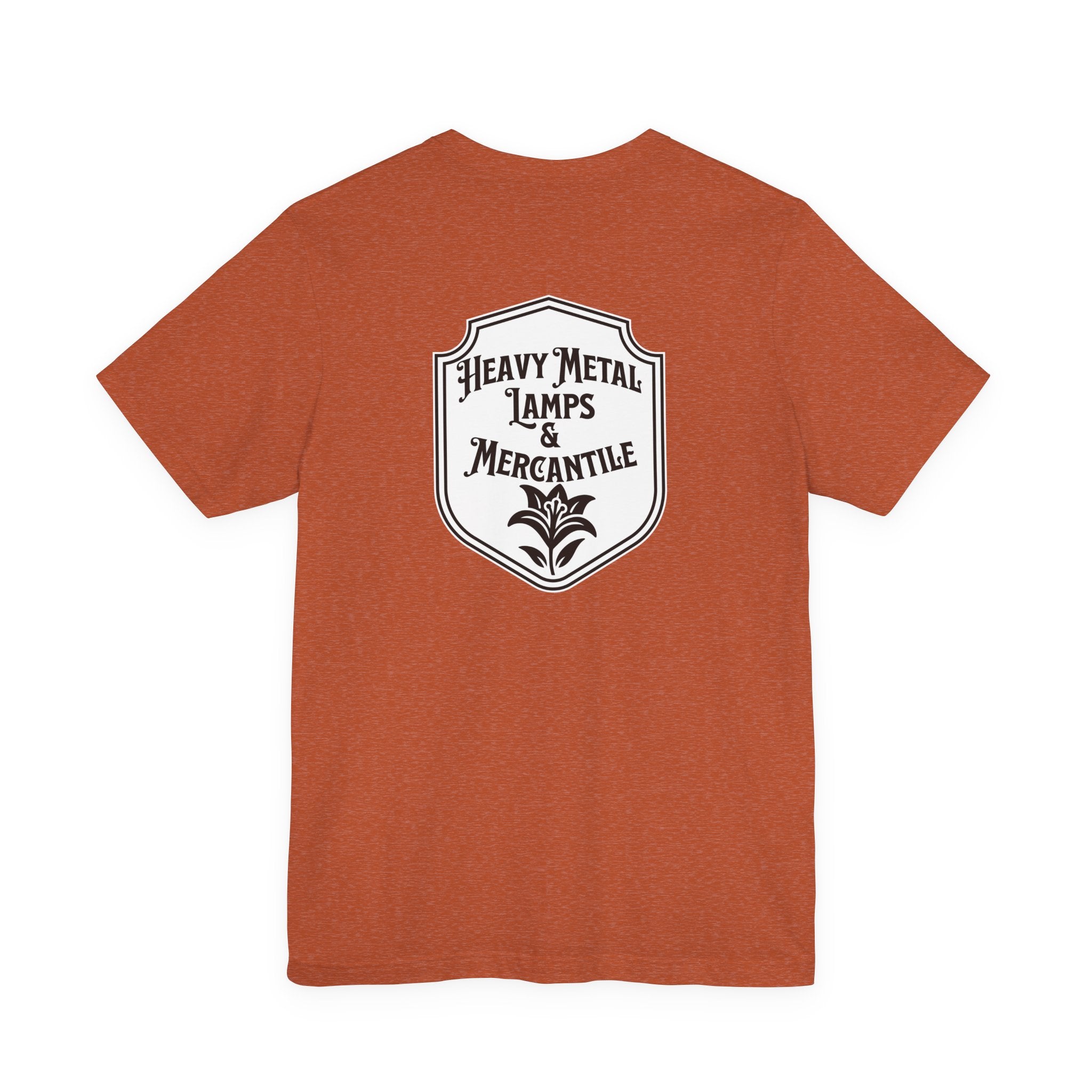 Heavy Metal Lamps & Mercantile Logo Tee — Vintage Shop Badge T-Shirt
